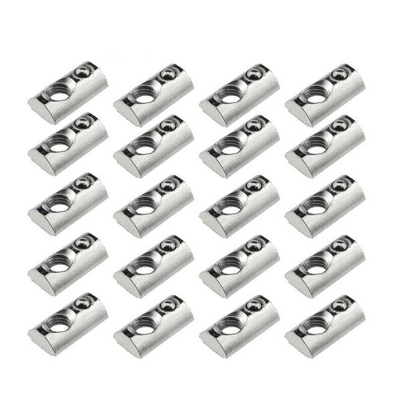 25 Pack 2020 Series M5 T Slot Nuts Roll-In Sp Ball Loaded Elastic Nuts for 202B4