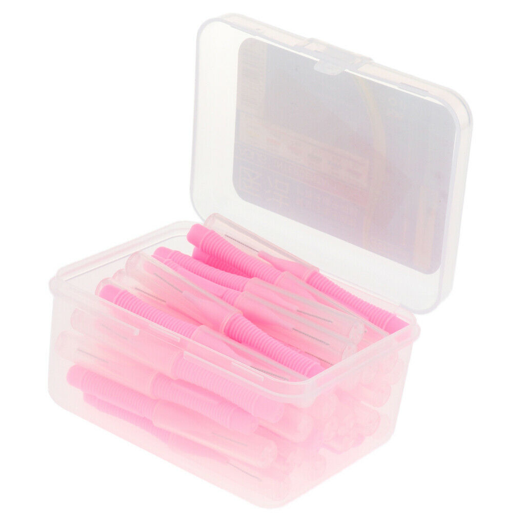 80x Dental Interdental Brush Toothpick Teeth Cleaning Oral Care Purple+Pink