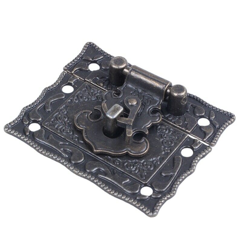 Wood Case Chest Box Rectangle Clasp Closure Hasp Latches Bronze Tone C8K5K5