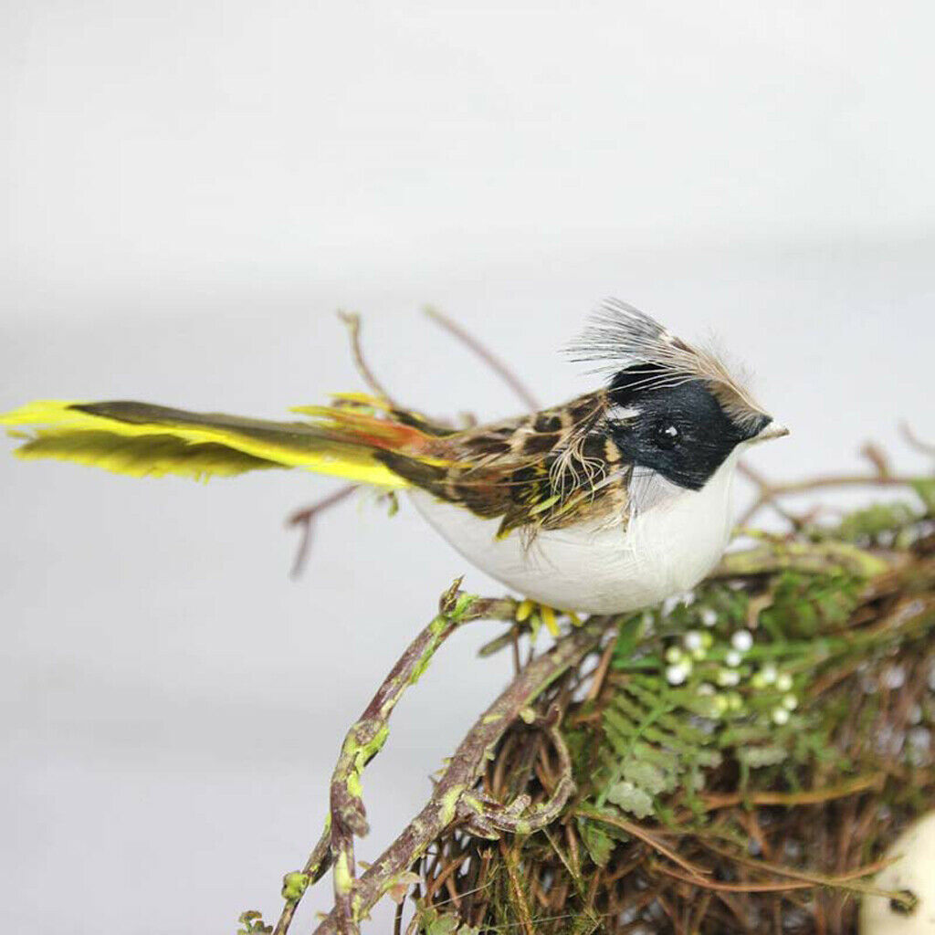 12Pieces Perched Woodland Birds Artificial Feather bird Ornaments Colorful