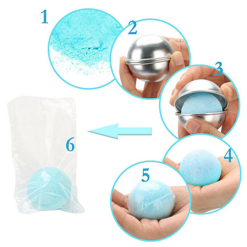 6PCS Round Aluminium Alloy Bath Bomb Molds DIY Tool Bath Bomb Salt Ball C.l8