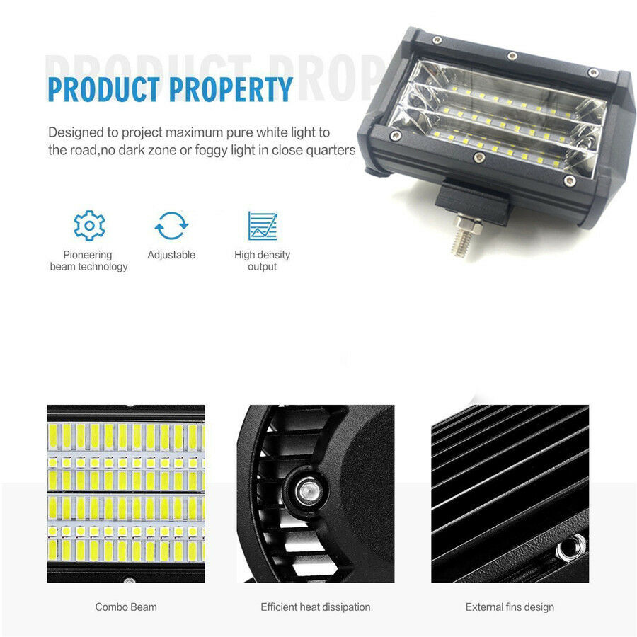 1x324W 5.2"inch LED Work Light Bar Pod Flood Beam Offroad Fog Driving Car Backup
