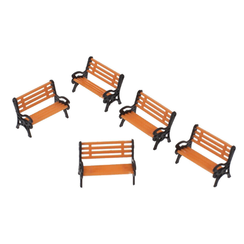 5 lot 1:75 OO Gauge Plastic Sandtable Mini Bench w/ Black Armrest Decor 2cm