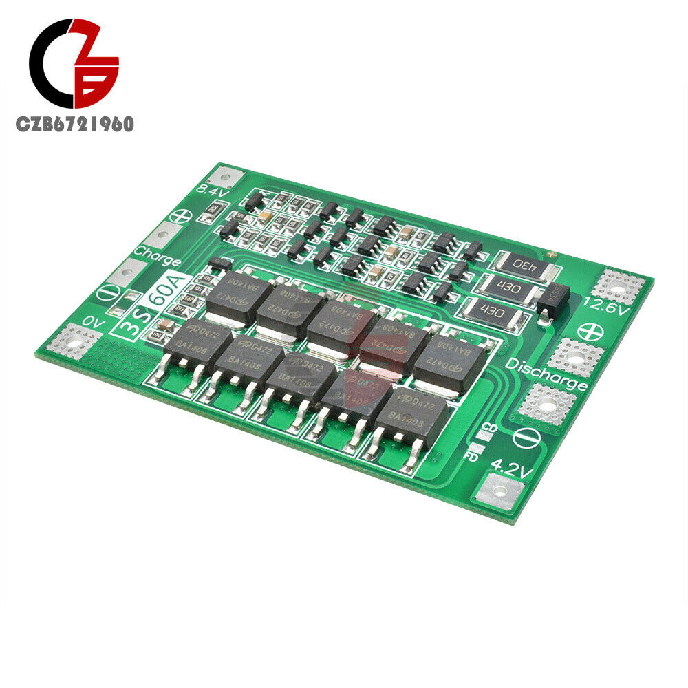 3S 60A 12.6V Li-Ion LiPo Battery BMS 18650 Charger Balanced Protection Board