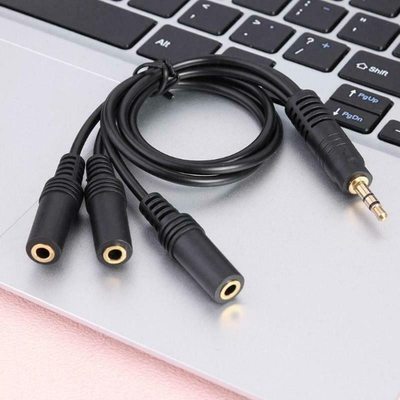 3.5mm PVC 3-Pole Plug to 3 Way Stereo Audio- Headphone Splitter Adapter Cable