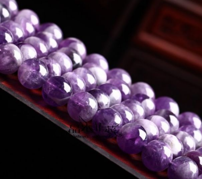 Natural 8MM purple amethyst round BEADS 15 "AA+
