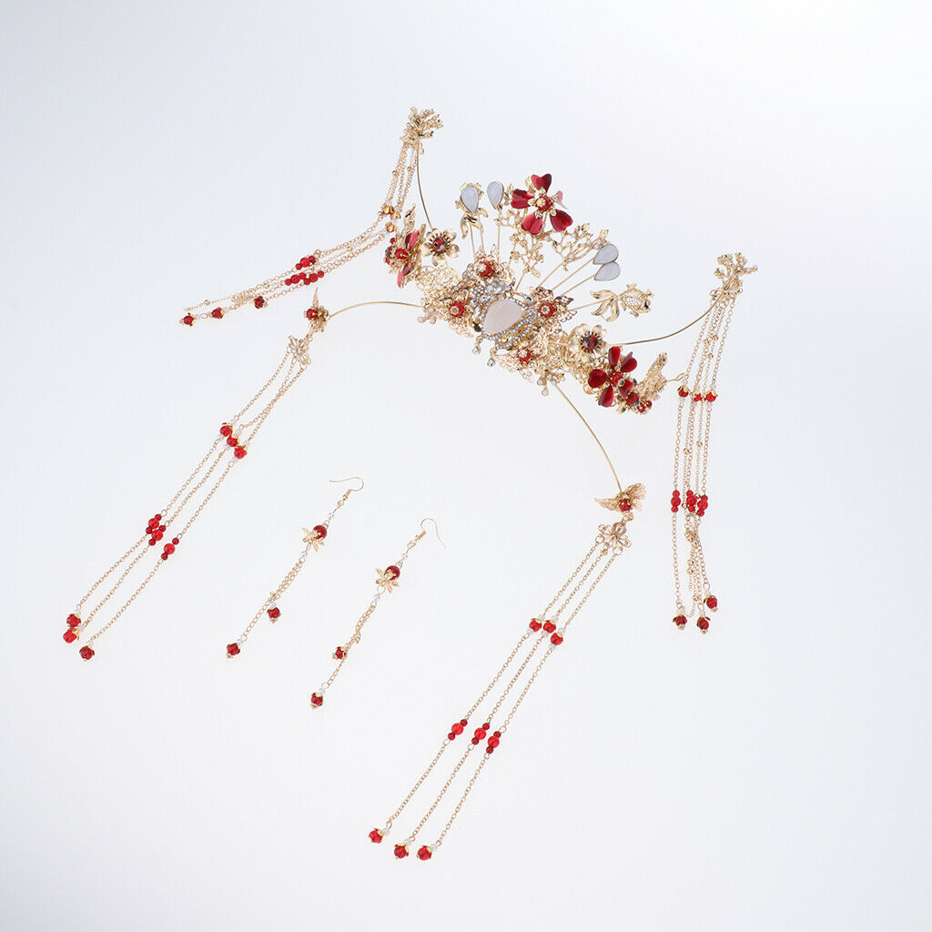 Handmade Chinese Style Wedding Bridal Hair Jewelry Hairpin Earring Set
