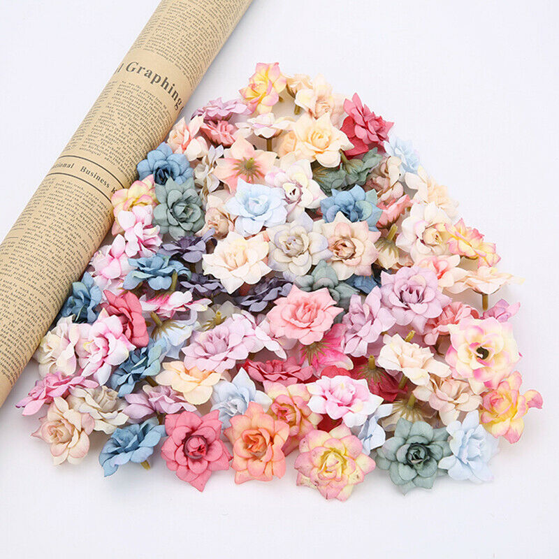 4.5CM Rose Artificial Flower Head Wedding Party Decor DIY Wreath Scrapboo.l8