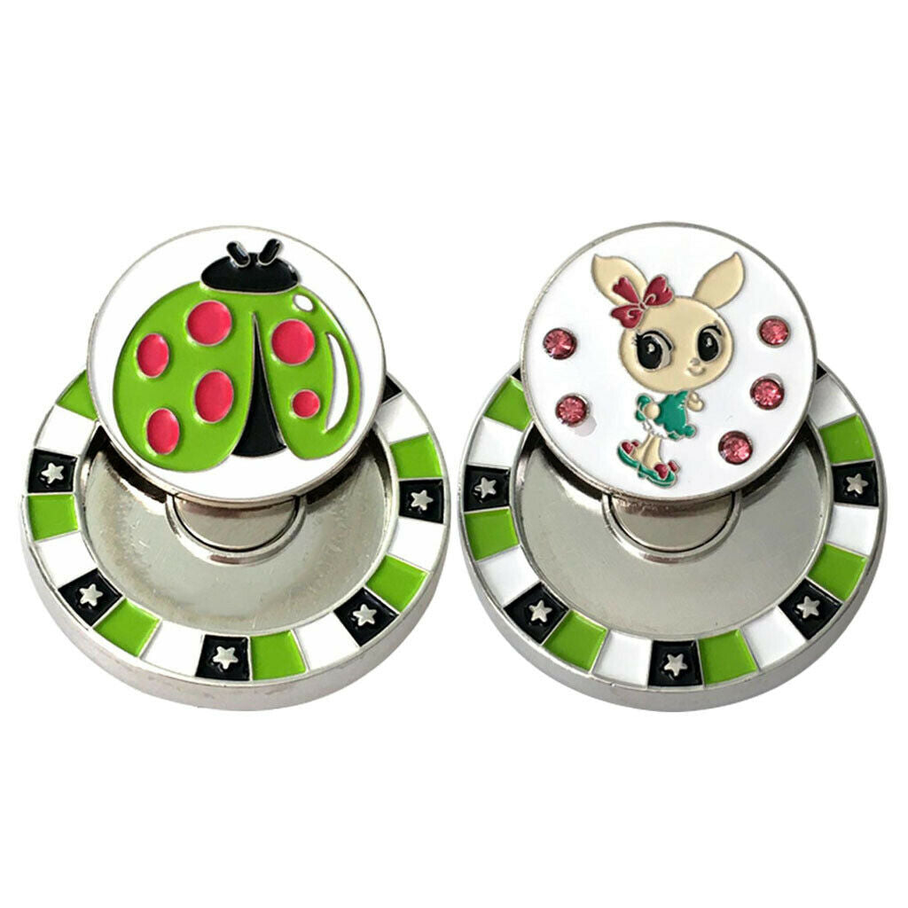 2 Packs Magnetic Crystal Golf Hat Clip Ball Marker Putt Tool Mark Signal