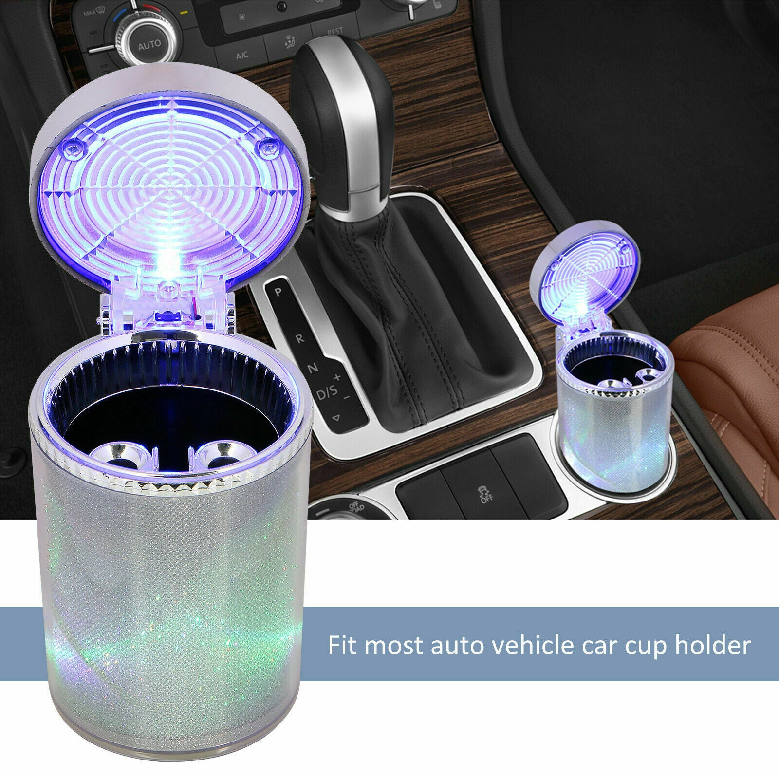 Colorful LED LightPortable Car Travel Cigarette Cylinder Ashtray Holder Cup