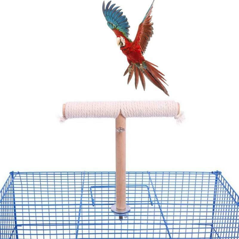 Parrot Wooden Stand Bird Natural Wood Perch Grinding Bar T Shape Easy to Install