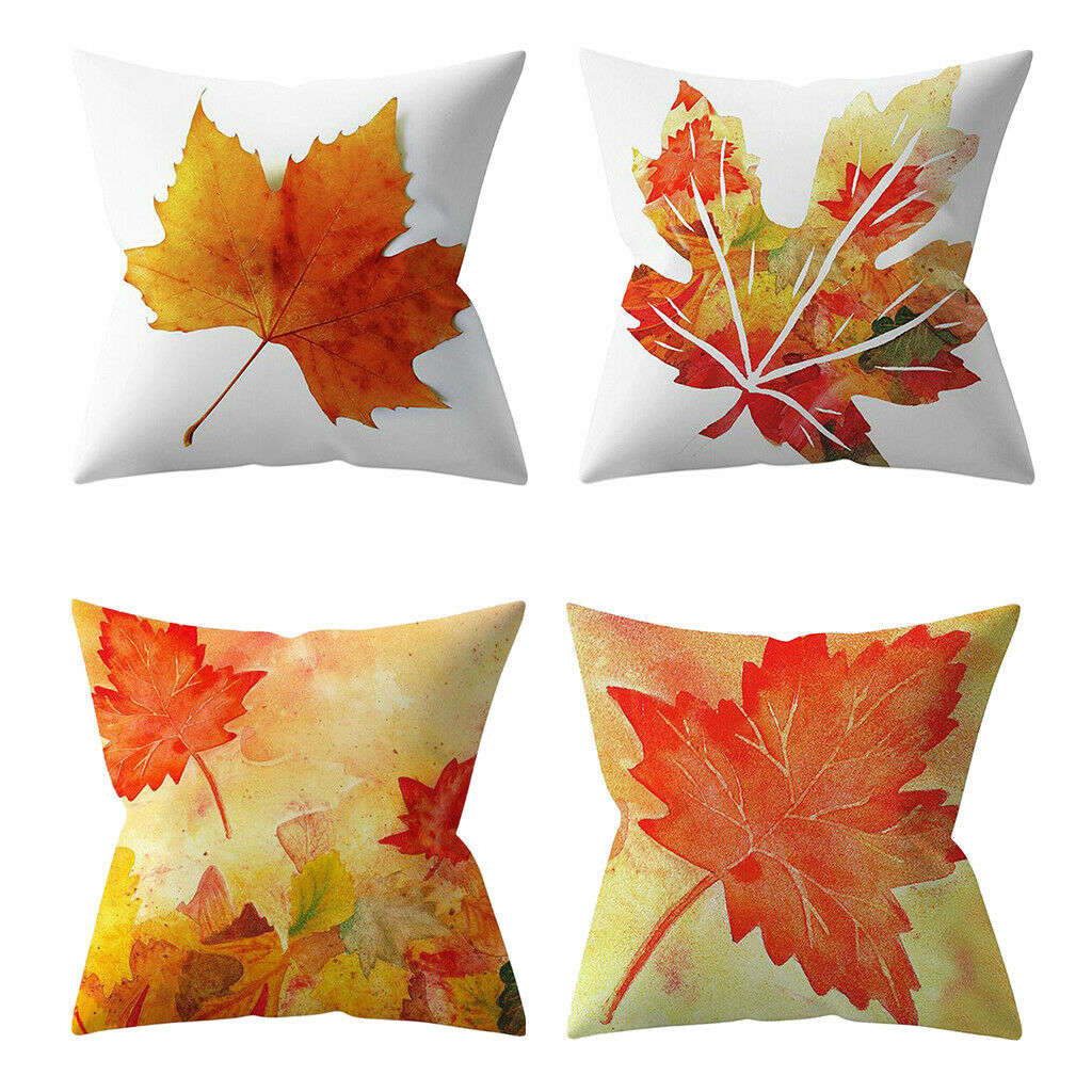 4x Maple Leaf Pattern Velvet Bird Colorful Throw Sofa Cushion  Pillow Cover