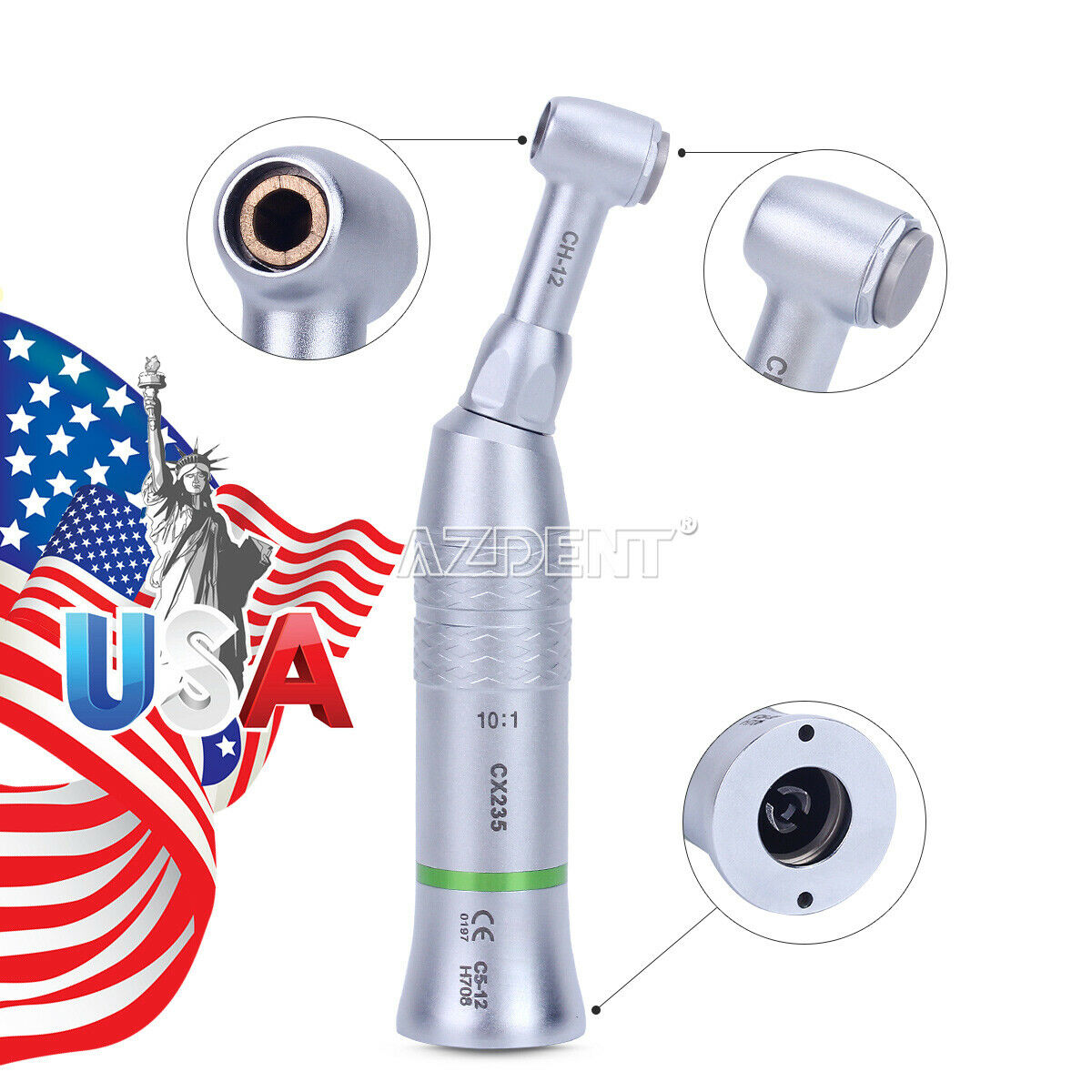 Dental 10:1 Reduction Contra Angle Low Speed Handpiece Fit Endodontic Treatment