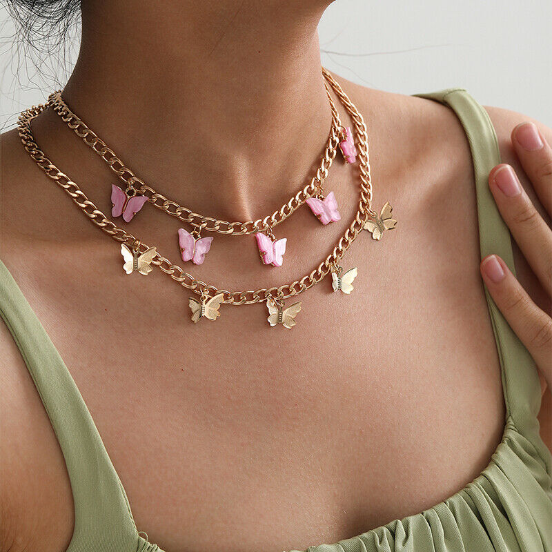 Bohemian Cute Butterfly Choker Pendant Necklace Women Statement Neckla.l8