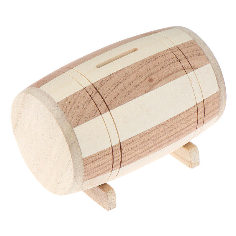 1pc Wooden Money Box Piggy Bank Money Box Savings Wine Barrel Wood Piggy .l8