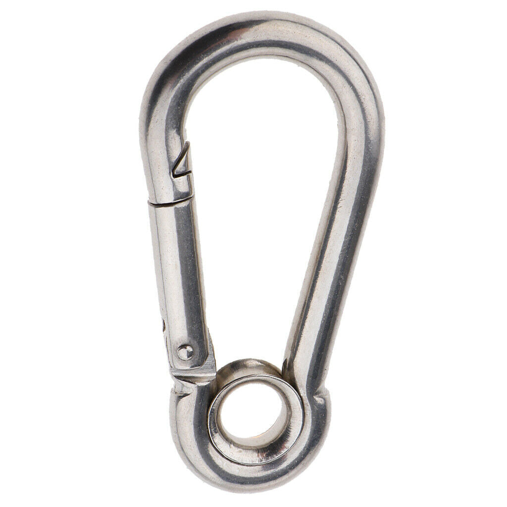 2X Spring Snap Hook Stainless Steel Clip Keychain Carabiner for Camping Hiking