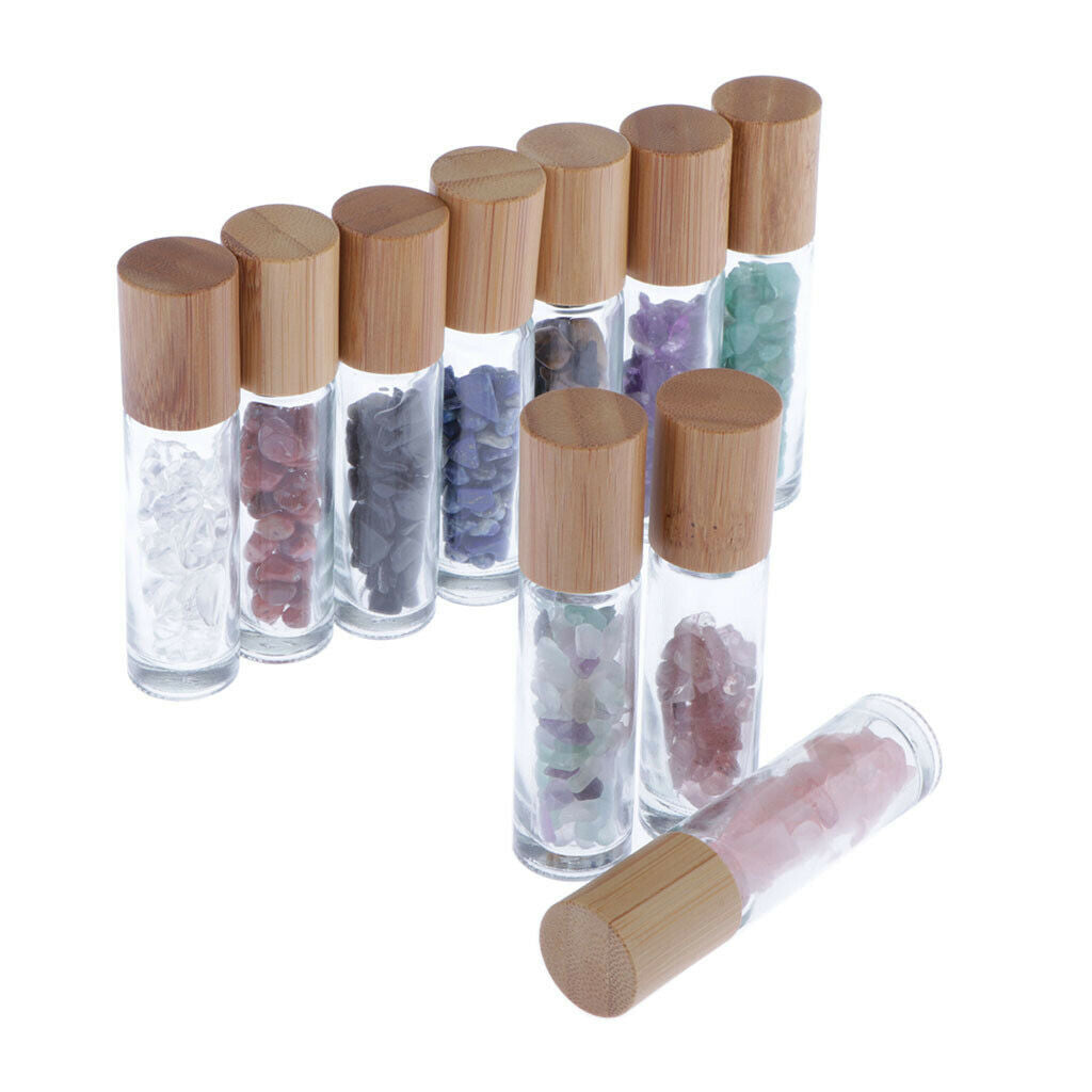 10pcs Empty Glass Essential Oil Roller Bottles Refillable with Roller Balls for