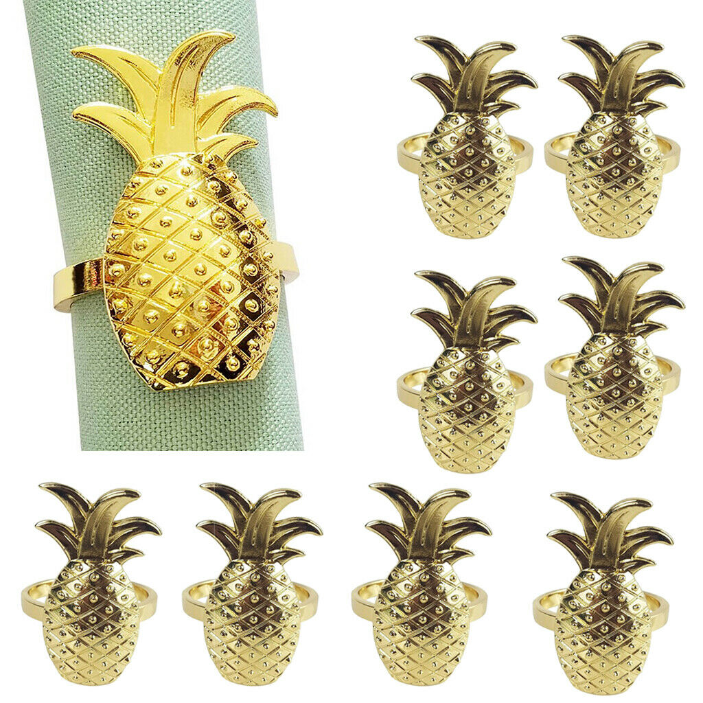 2Pcs Aluminium Fruit Shape Pineapple Dinner Napkin Rings Holders For Hotel