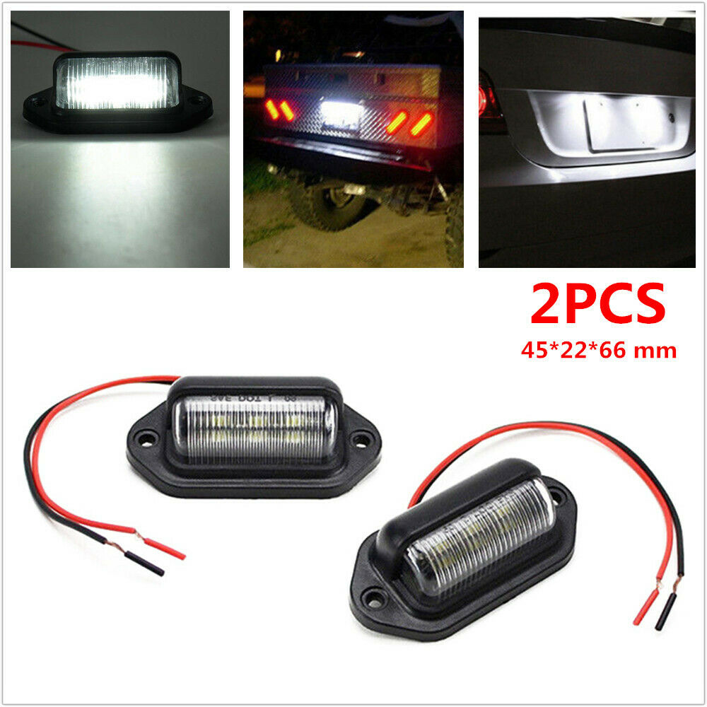 2PCS LED Car Passenger Trailer Truck Armored High Licence Light Pedal Lamps Bulb