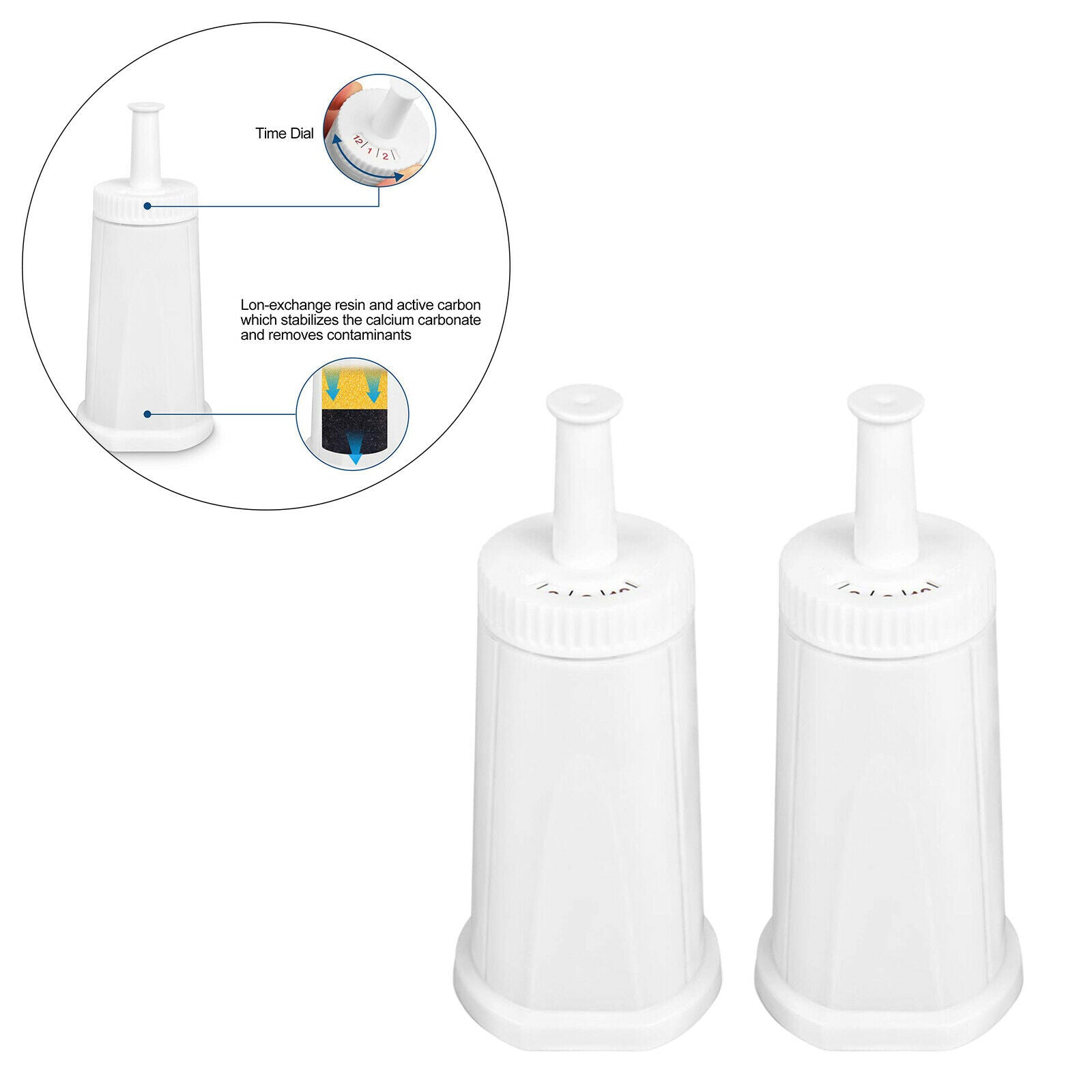 2x Coffee Machine Water Filters Replace Accessory Coffee Accessories White