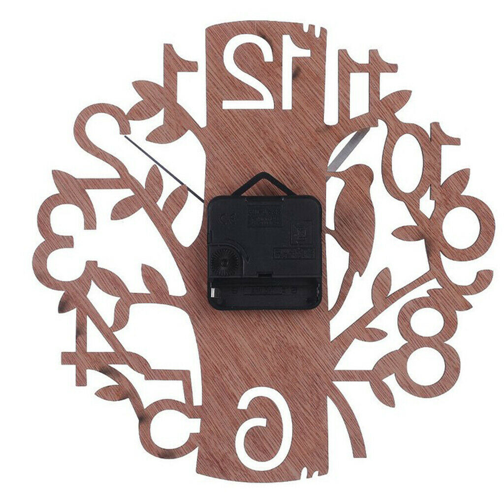 Tree Bird Shaped Wooden Wall Clock for Living Room TV Background Decor Gift