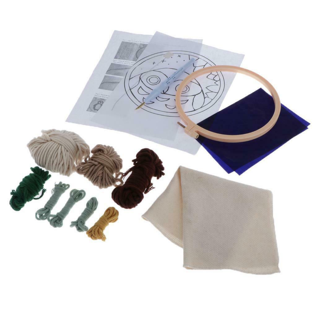 Punch Needle Starter Kit Rug Material 8'' Hoop DIY Stitching Tools Set