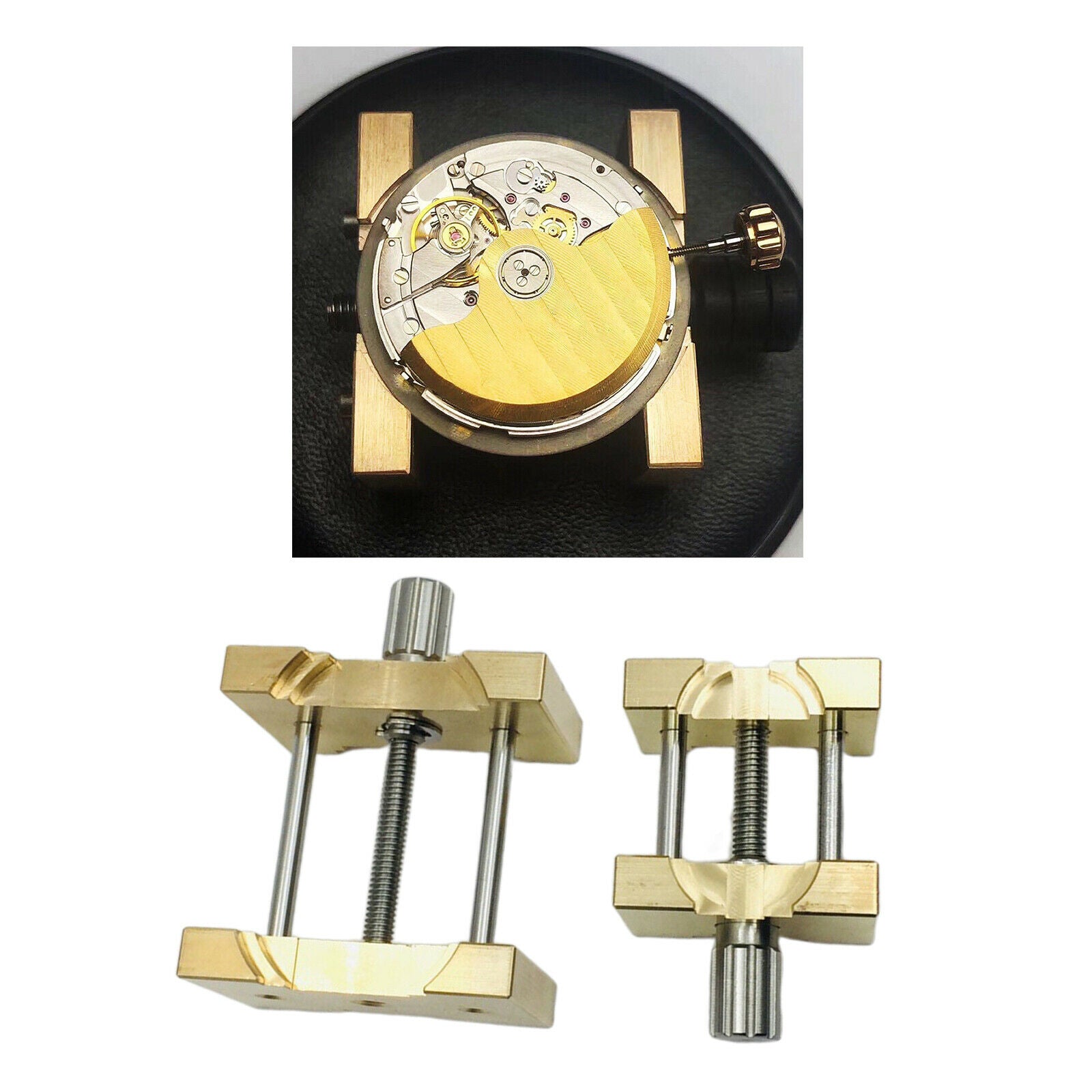 Set of 2 Copper Watch Movement Holder Fixed Base Opening Holder Repair