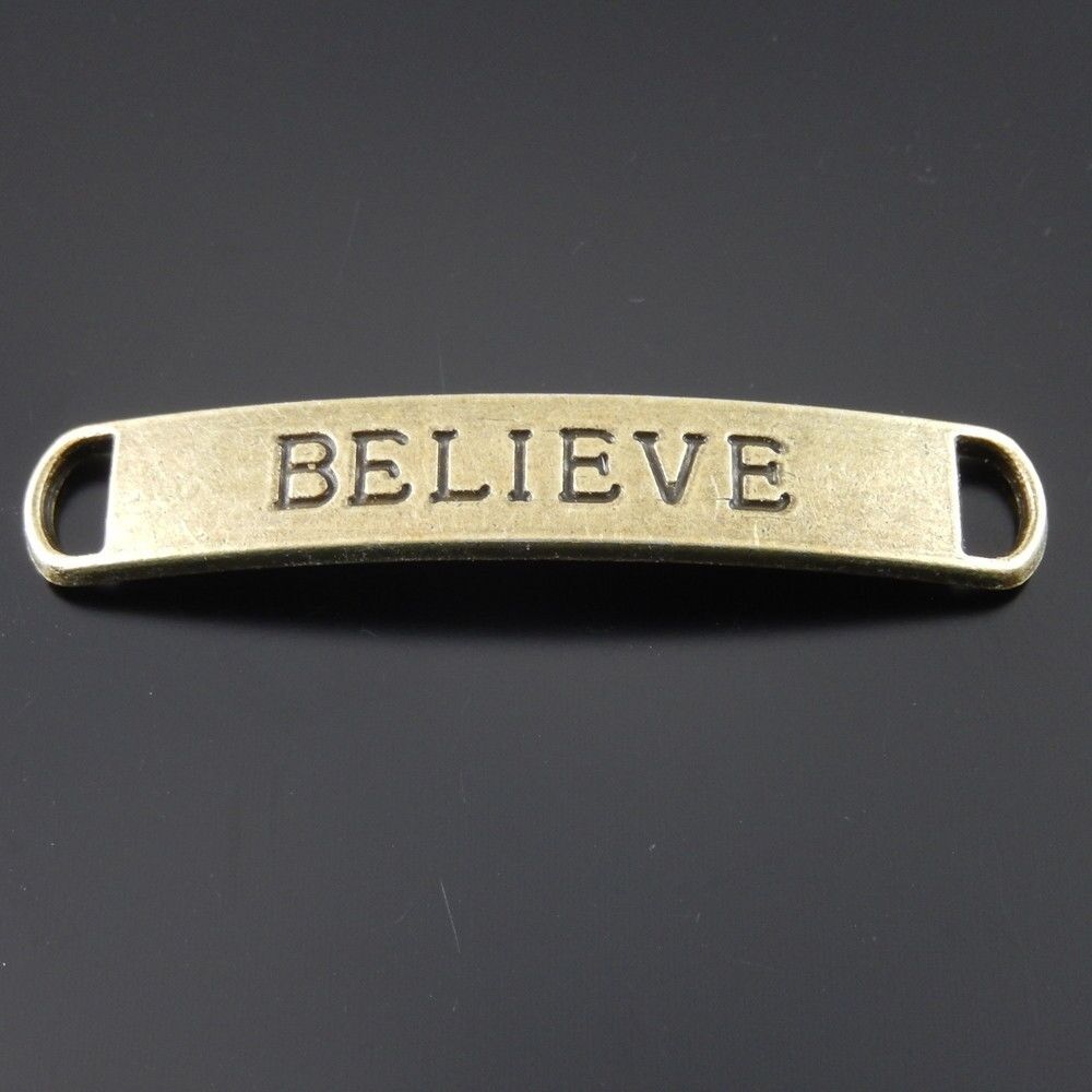 10PCS Antiqued Bronze Retro Style BELIEVE Charm Connector Pendant Finding