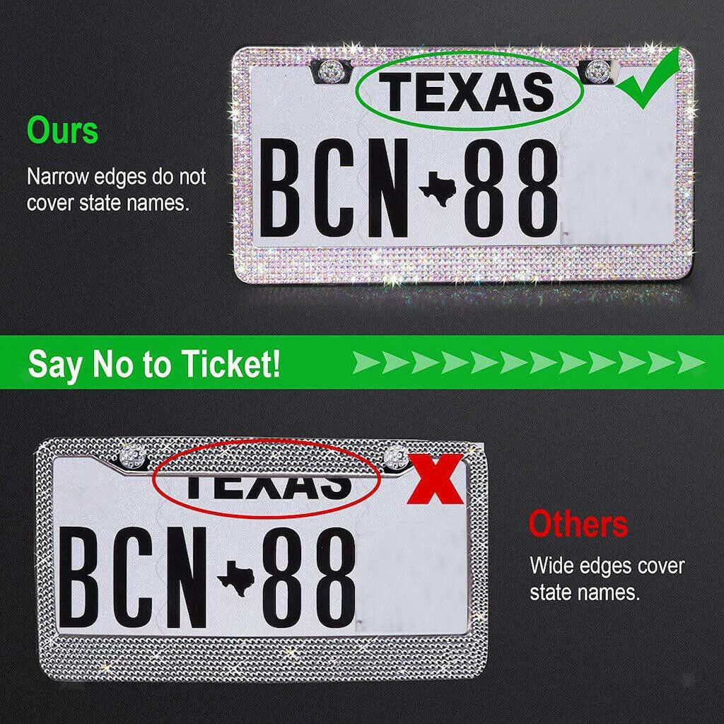 Crystal License Plate Frame Diamond Stainless Steel Rhinestone Handcrafted