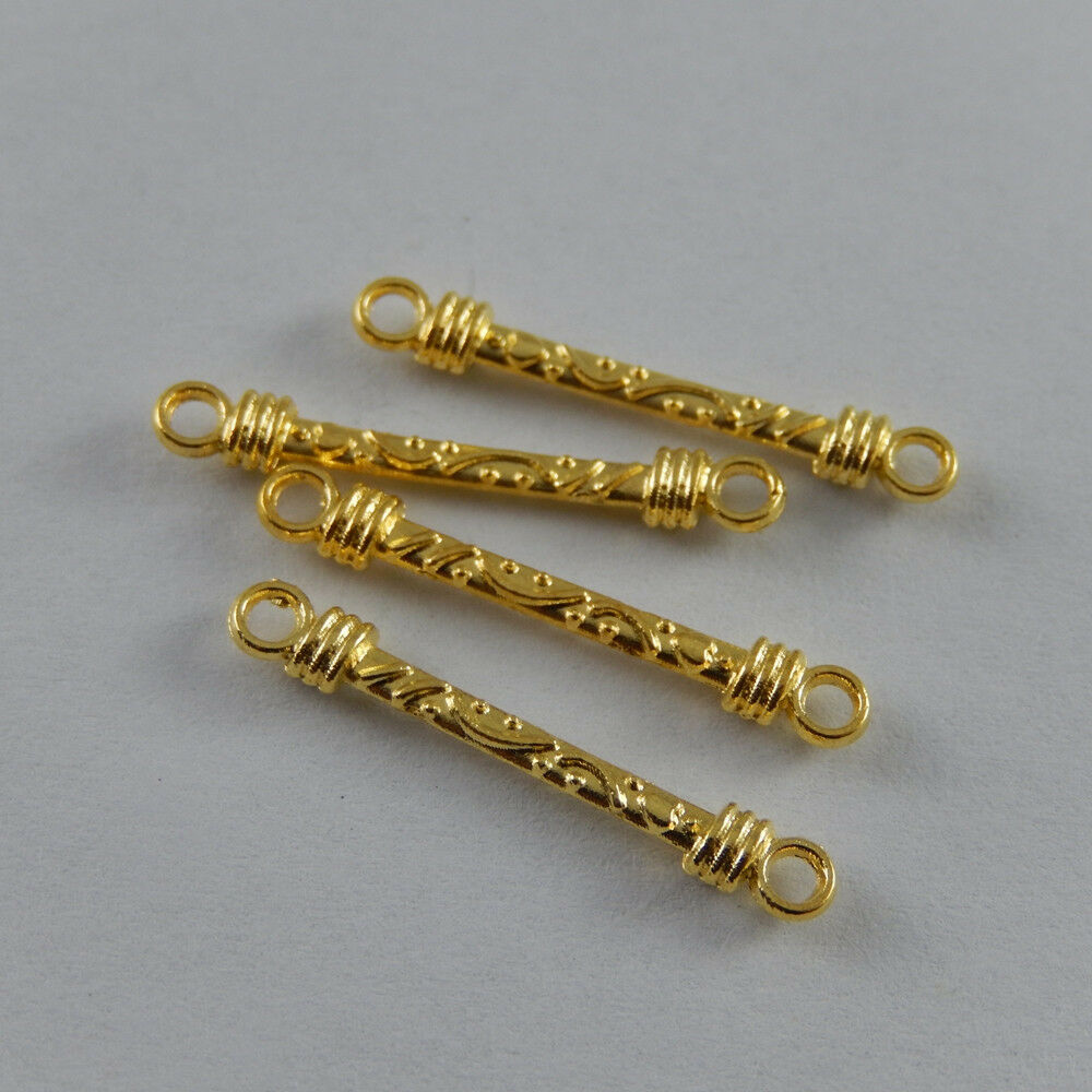 80x Golden Color Alloy Flower Pattern Stick Connector DIY Charm Pendants Jewelry