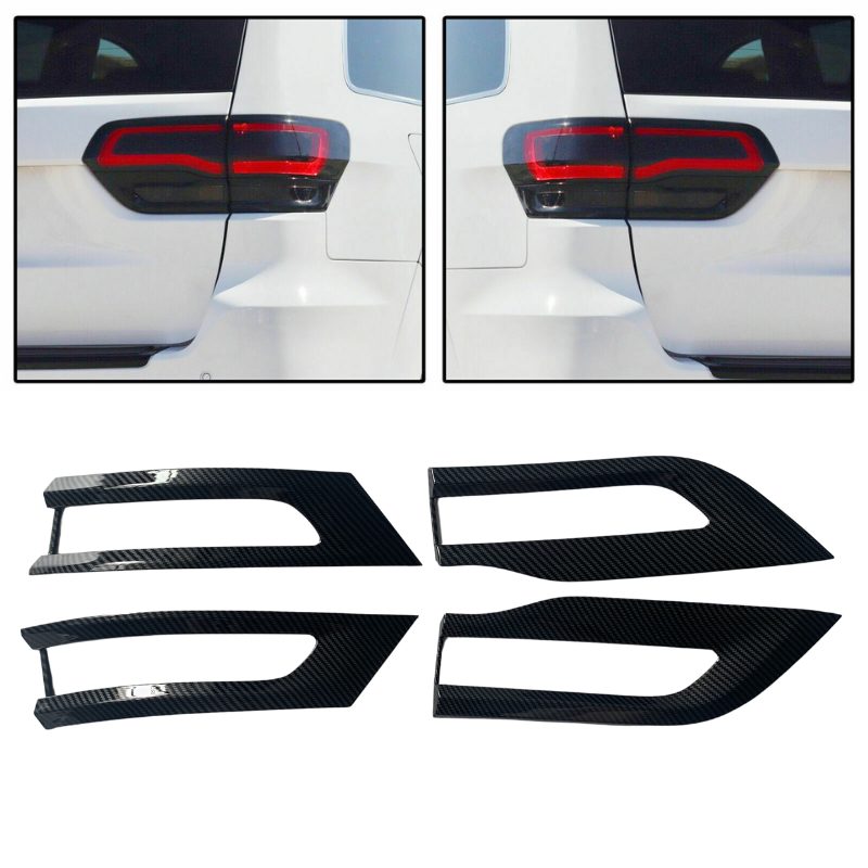 4x Carbon Fiber Tail Light Lamp Cover Trim Bezel For Jeep Grand Cherokee 14-20