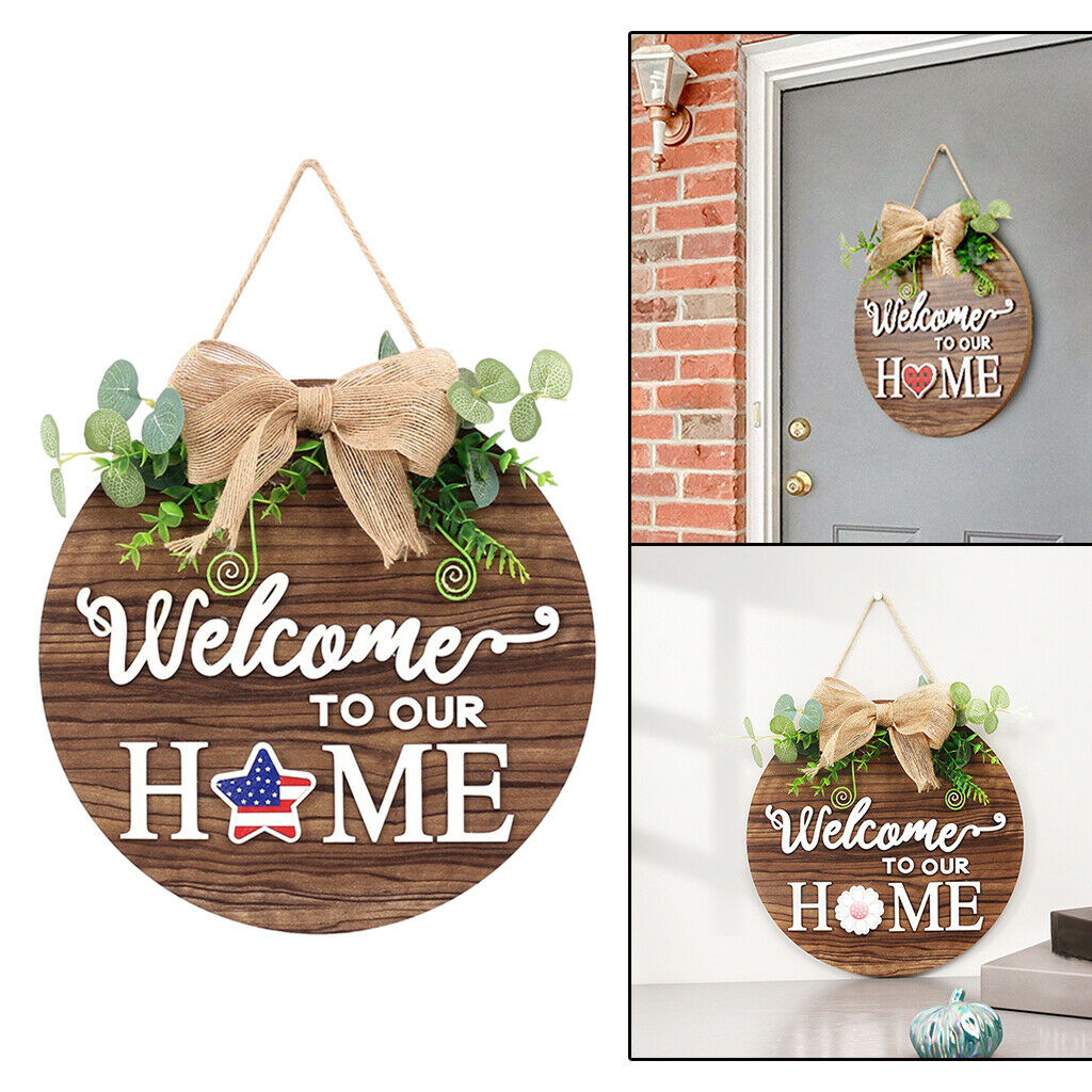 Welcome Sign Home Decorative Hanging Sign Pendant Wall Wreath Spring Decor