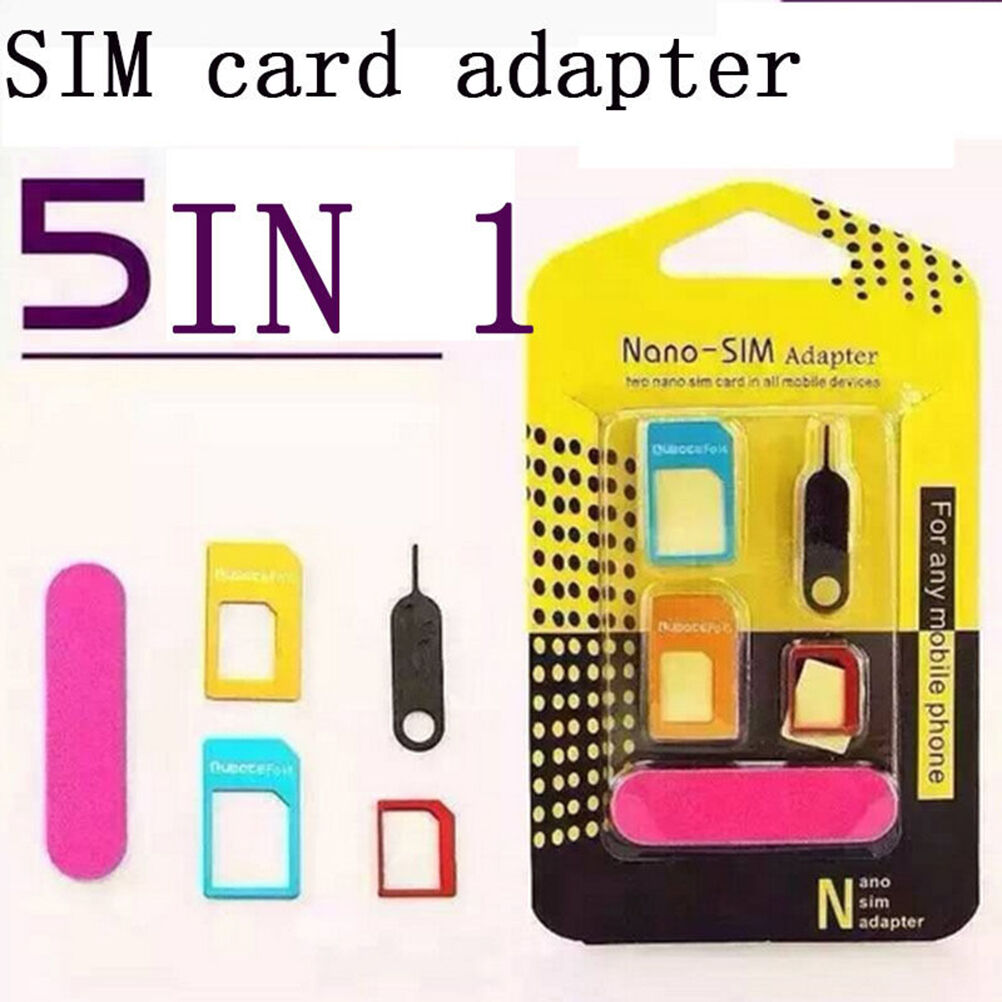 5in1 Nano SIM Card to Micro Standard Adapter Converter Set Kit for iPhon.l8