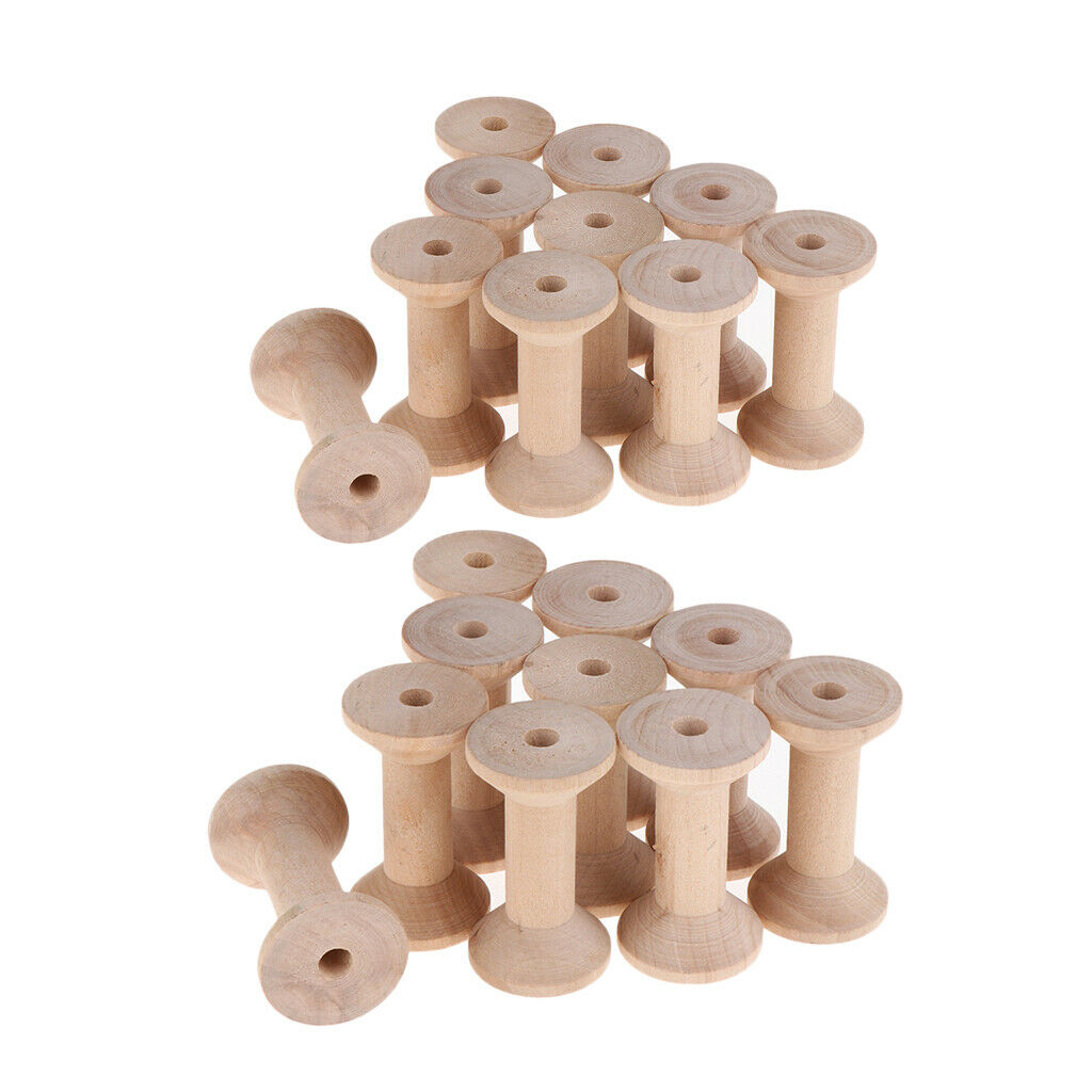 20x Wooden Empty Thread Spool Reel Bobbin Sewing Tool Natural Color 3.5x6cm