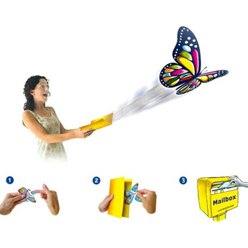 Magic Flying in the Book Butterfly Rubber Band Powered Wind Up Butterfly .l8