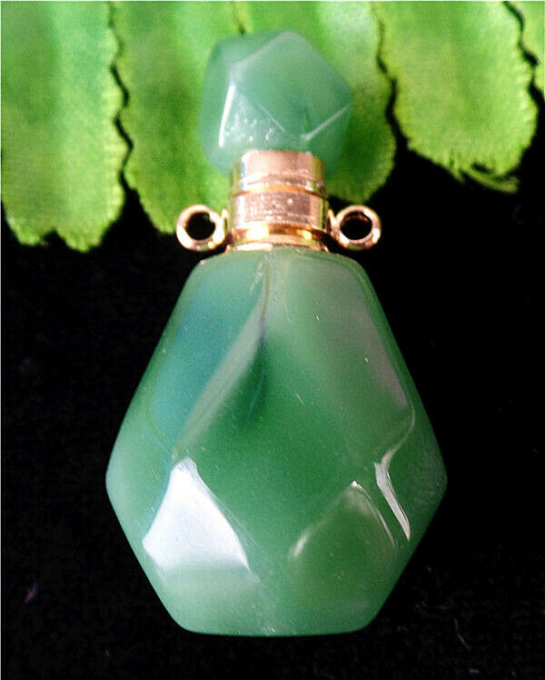 35x19x14mm Green Compound Glass Facet Perfume Bottle Reiki Pendant HL79131