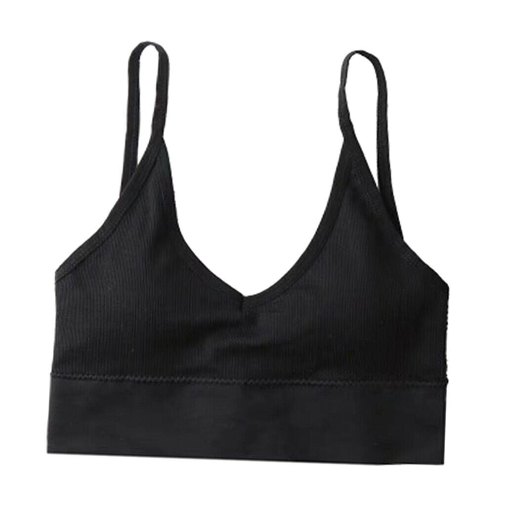 2 Pack Womens Padded Bralette Spaghetti Straps Seamless Comfort Bra Bustier