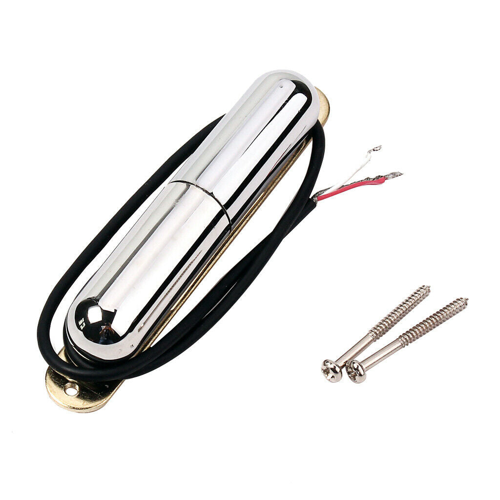 2X Lipstick Pickups Guitar Acoustic Electric Transducer Sensor Bridge Chrome
