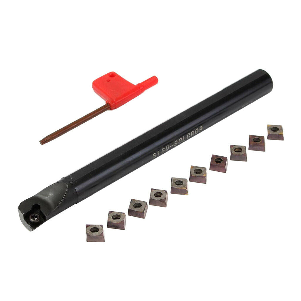 Metal S16Q-SCLCR09 CNC Turning Holder + 10Pcs CCMT09T3 Inserts W/ T15 Wrench