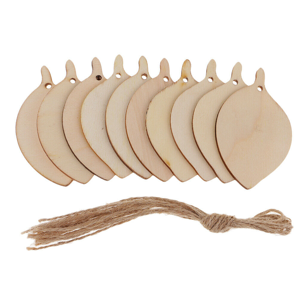 5X 10 Pieces Unfinished Wood Leaf Shapes Craft Wooden Tags Bodhi leaf 80x48x2mm