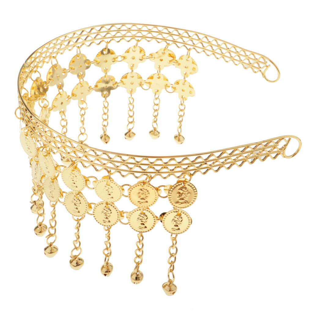 Women Belly Dance Tassel Dangle Headband Bridal Dresses Performance Jewelry