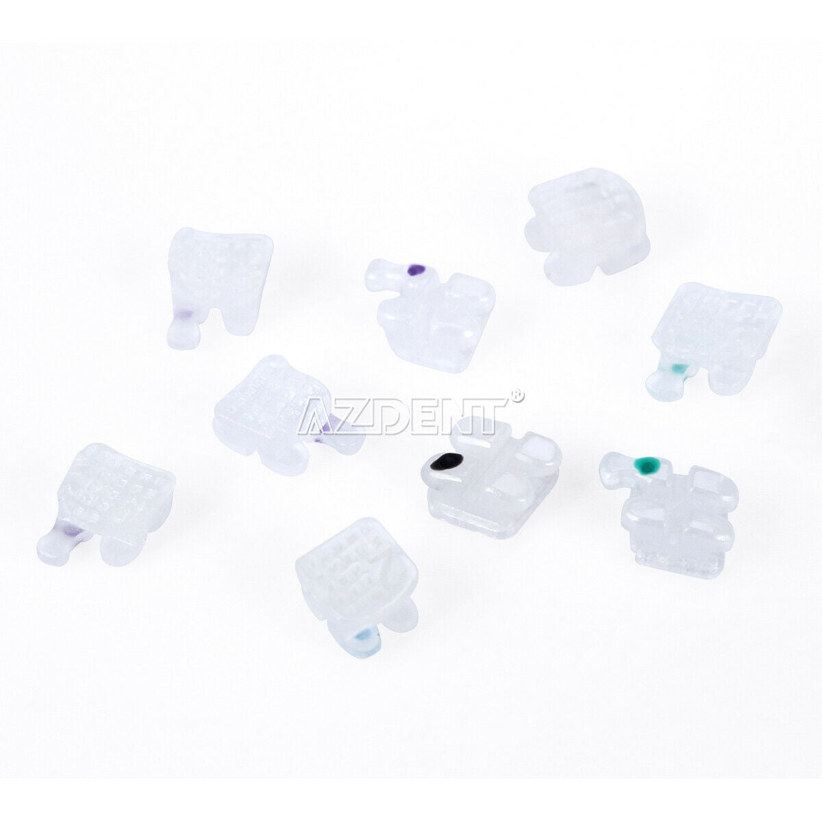 5X AZDENT Dental Orthodontic Ceramic Brackets Braecs MBT 022 Hooks 3 4 5