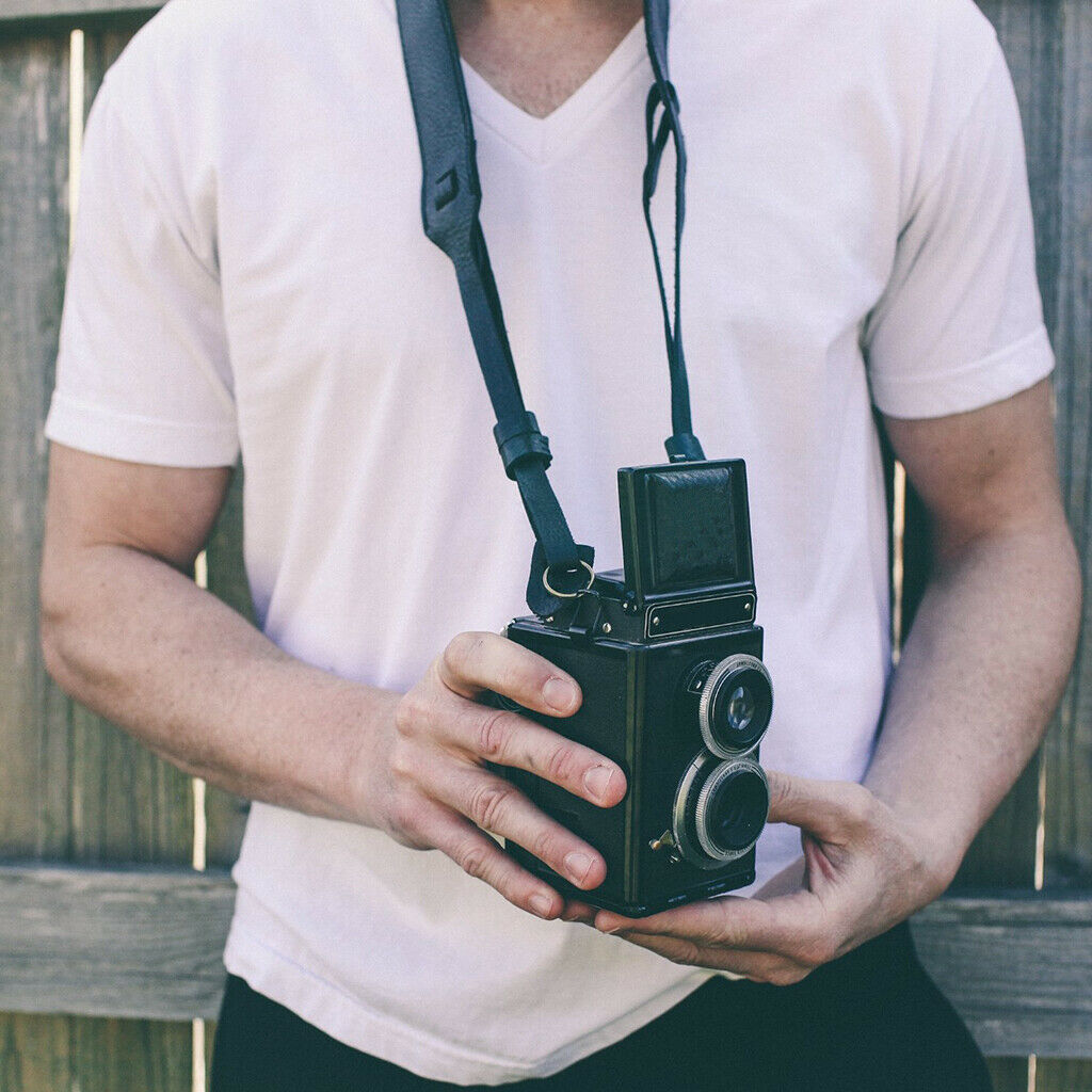 brown&black Genunie Leather Camera Shoulder Neck Strap Belt F   SLR DSLR
