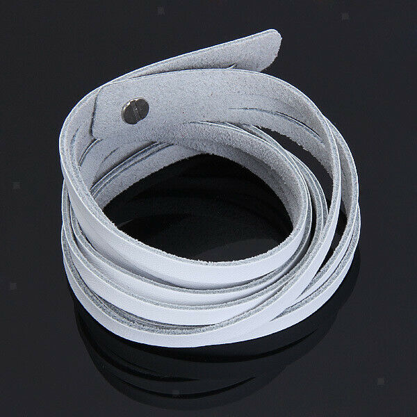 Fashion Long Oxhide Leather Strap Wrap Cuff-Bracelet-Belt -White