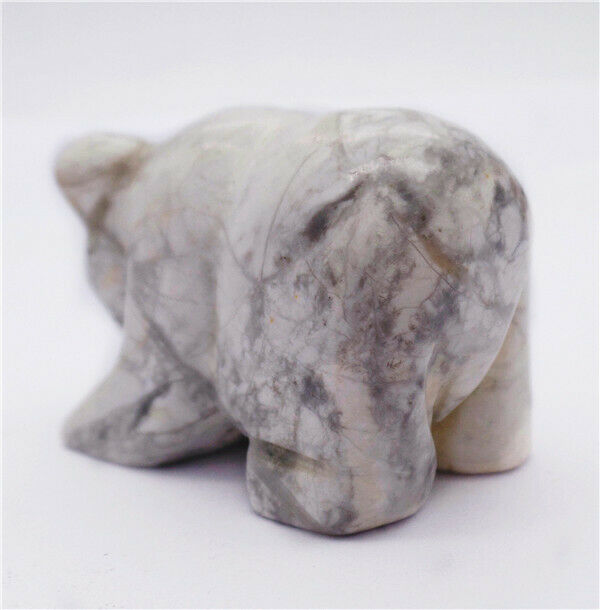 48x33x26mm Natural White Howlite Carved Bear Decoration Statue Home Decor HH7737