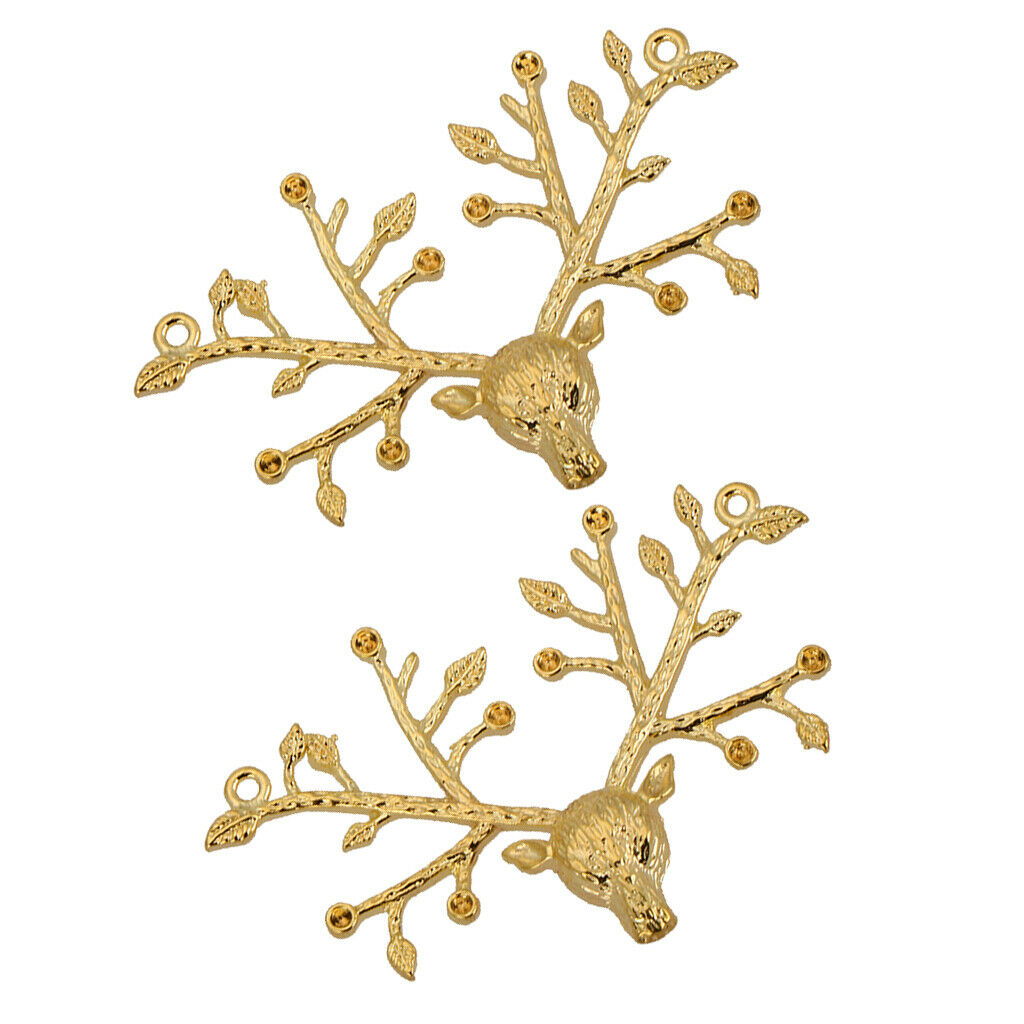 2 Pcs Animal Christmas Deer Head Pendants DIY Jewelry Handmade Accessories