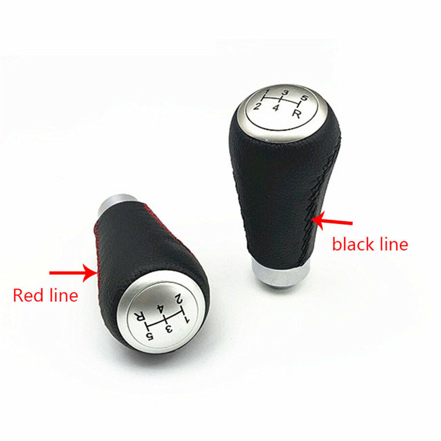 1x Universal Car Gear Shift Knob 5 Speed Handle Stick Shifter Black+Red Stitche