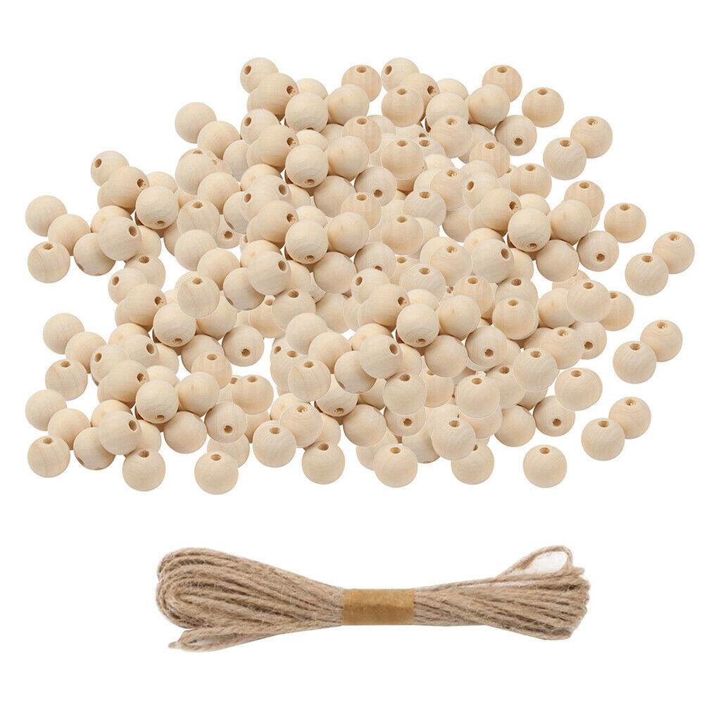 200x Round Wooden Bead Spacer Ball Loose for Making