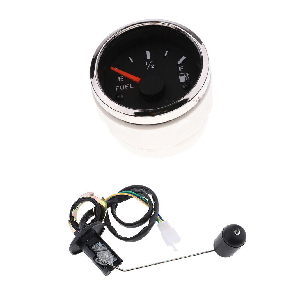 2'' 52mm Car Fuel Level Gauge Meter w/ Fuel Sensor E-1/2-F Pointer Indicator