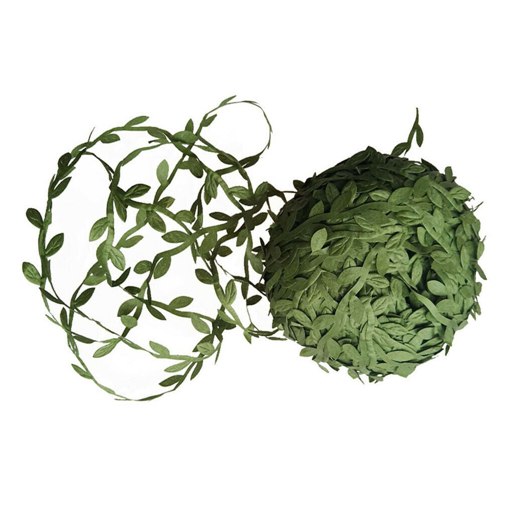 1Roll 80m Artificial Vines Rattan Foliage Decor Ivy Green Leaf Ribbon DIY